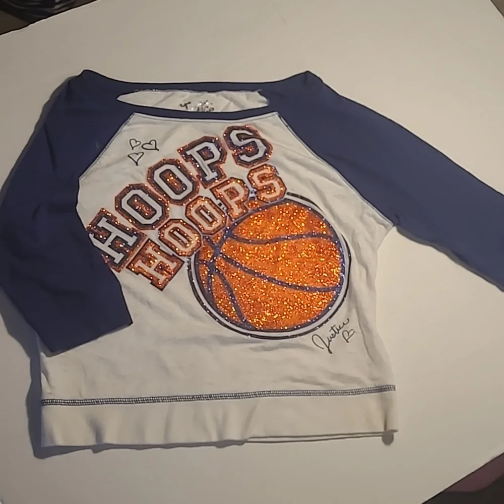 Justice Girls 12 Sparkly Glitter Basketball T shirt